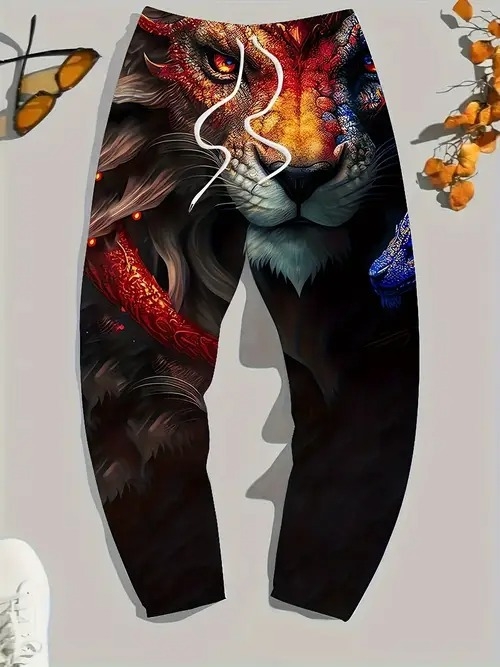 Pantaloni sport pentru bărbați, stil coreean, cu model animal, la modă, de înaltă calitate, stil business, slim fit