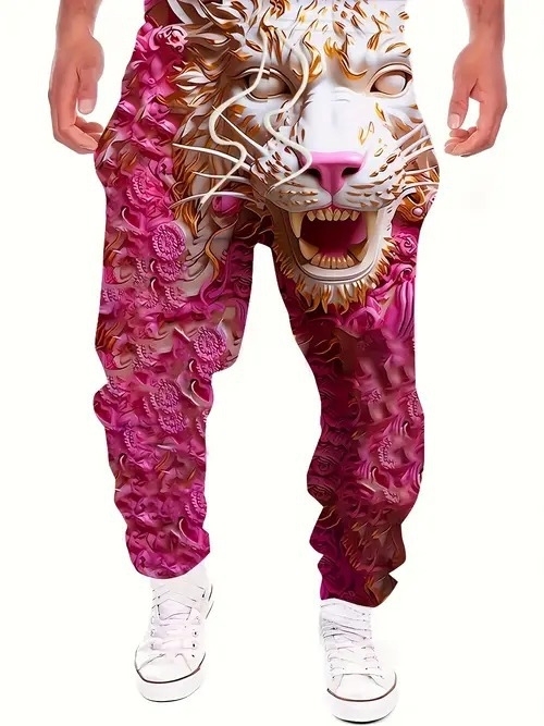 Pantaloni sport pentru bărbați, stil coreean, cu model animal, la modă, de înaltă calitate, stil business, slim fit