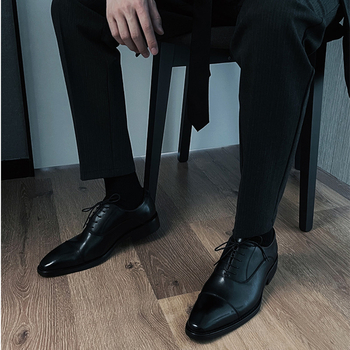 Ανδρικά Δερμάτινα Παπούτσια Oxford Derby με Τετράγωνη Μύτη, Βρετανικού Στυλ, Καθημερινό Τριπλό Φόρεμα για Επιχειρήσεις, Ανδρικά Νυφικά Παπούτσια