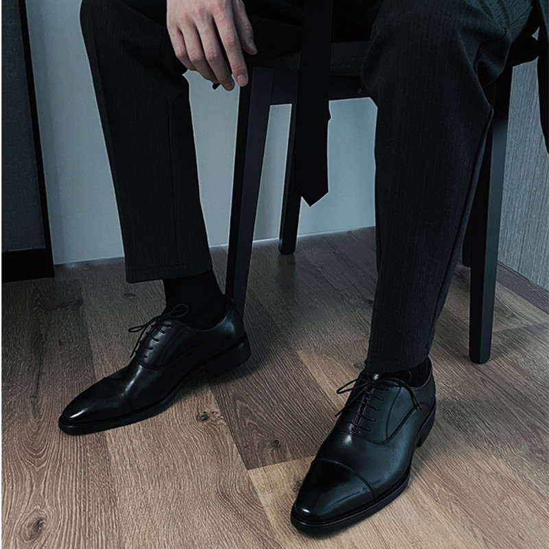 Pantofi de damă din piele pentru bărbați, cu vârf pătrat, stil britanic, Oxford, Derby, pantofi casual, triplu comun, pantofi de afaceri, rochii de nuntă pentru bărbați