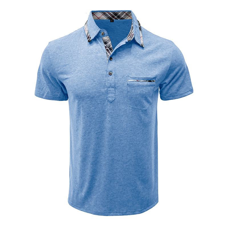 2024. gada vasaras Eiropas un Amerikas vīriešu īsroku T-krekls ar atloku, ārējās tirdzniecības vīriešu POLO krekls ar pārrobežu augšdaļu, rūtains polo krekls