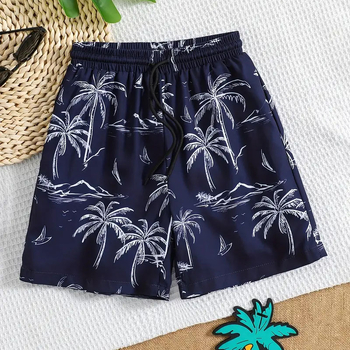 Uued väliskaubanduse meeste mood Hawaii trükitud rannapüksid Euroopa ja Ameerika ranna lilleprindiga meeste lühikesed püksid hingavad