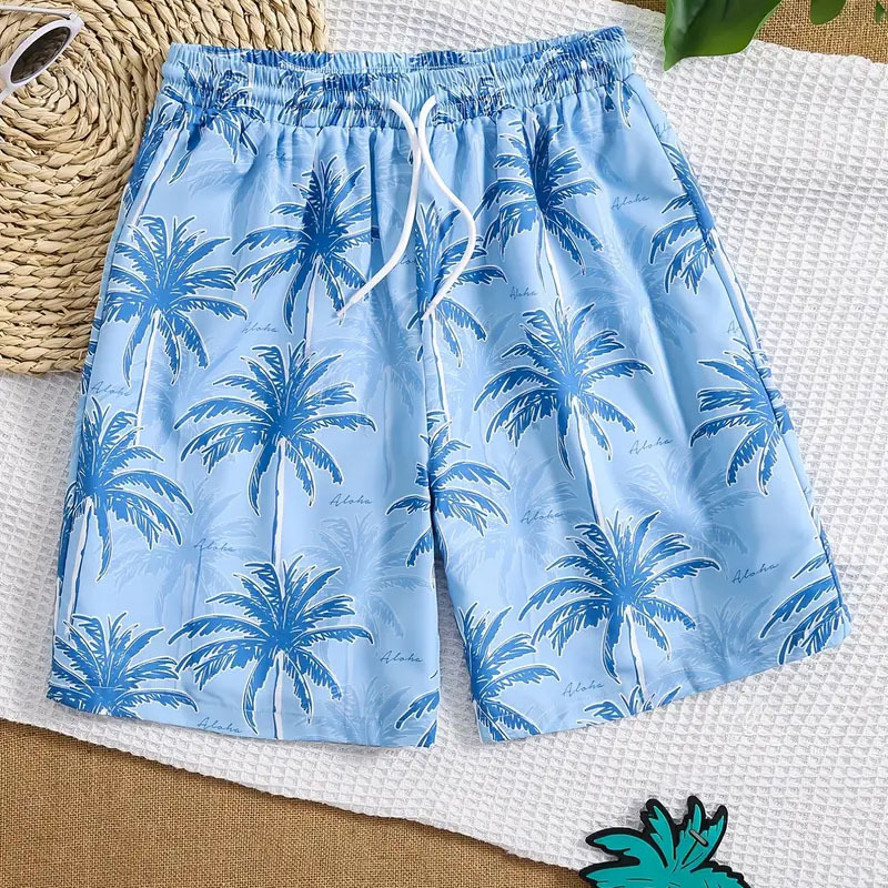 Uued väliskaubanduse meeste mood Hawaii trükitud rannapüksid Euroopa ja Ameerika ranna lilleprindiga meeste lühikesed püksid hingavad