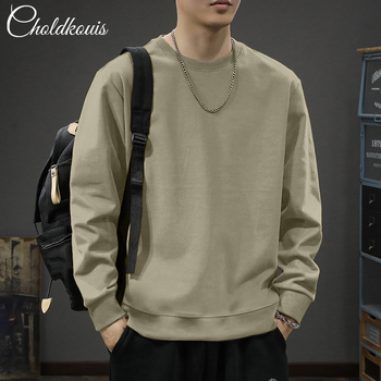 Тежък американски стил ретро чисто черен суитшърт с кръгло деколте за мъже, пролетно-есенен нов висок клас модерен марков свободен ежедневен яке