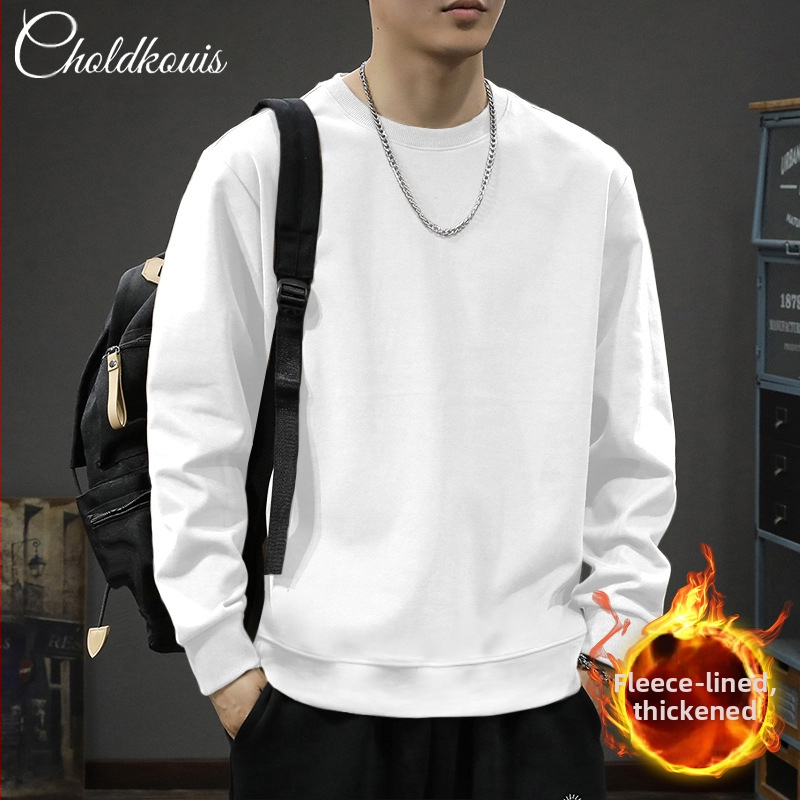 Тежък американски стил ретро чисто черен суитшърт с кръгло деколте за мъже, пролетно-есенен нов висок клас модерен марков свободен ежедневен яке