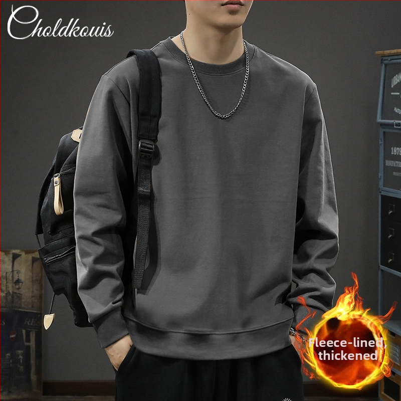 Тежък американски стил ретро чисто черен суитшърт с кръгло деколте за мъже, пролетно-есенен нов висок клас модерен марков свободен ежедневен яке