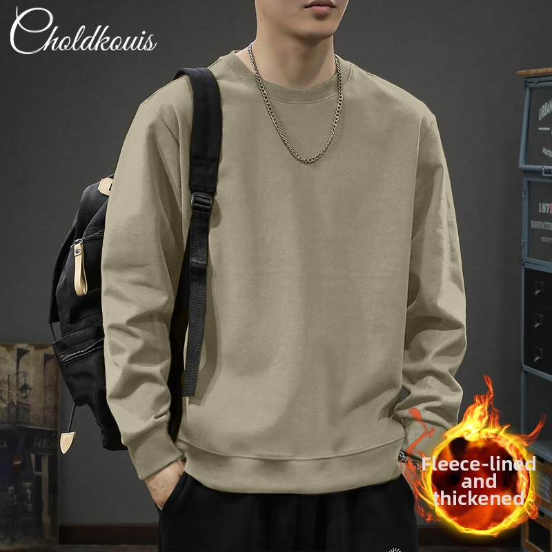 Тежък американски стил ретро чисто черен суитшърт с кръгло деколте за мъже, пролетно-есенен нов висок клас модерен марков свободен ежедневен яке