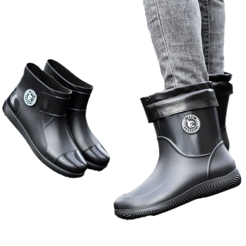 Meeste täiskasvanutele mõeldud veekindlad libisemiskindlad lühikesed paksu põhjaga vihmasaapad, kulumiskindlad köögi- ja autopesula kummist kingad