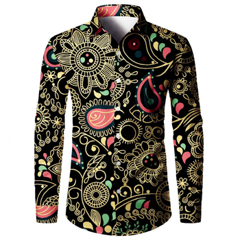 Ανδρικό πουκάμισο με μακριά μανίκια και λουλουδάτα λουλούδια κάσιους, 2025, με τάση σχεδιασμού, απευθείας πώληση από το εργοστάσιο, για άνδρες με ψηφιακή εκτύπωση 3D