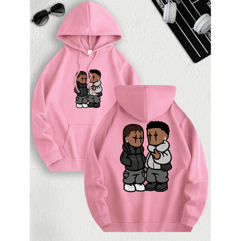 Мъжки суичър с качулка и поларена подплата с кенгуру джоб