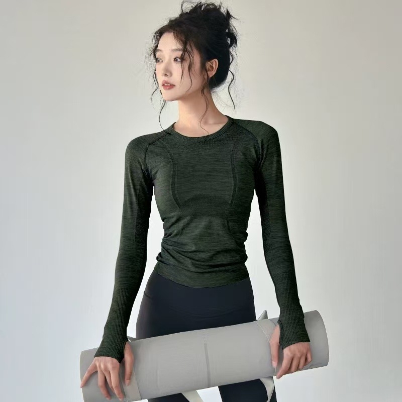 25 naiste spordipluusi, sügis- ja talvestiil, kitsas lõige, ümar kaelus, kiiresti kuivavad joogarõivad, jooksutreeninguks, hingavad fitnessirõivad, pikkade varrukatega