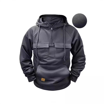 Bărbați noi, de primăvară și toamnă, cu glugă, culoare solidă, hanorac, sporturi europene și americane pentru tineri, cu buzunare multiple, din piele, îmbrăcăminte de lucru, hanorac