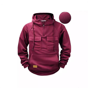 Трансграничен пролетен и есенен нов мъжки суитчър с качулка в едноцветен цвят, европейски и американски младежки спортен суитчър с много джобове от кожа