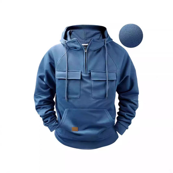 Трансграничен пролетен и есенен нов мъжки суитчър с качулка в едноцветен цвят, европейски и американски младежки спортен суитчър с много джобове от кожа