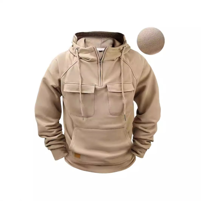 Bărbați noi, de primăvară și toamnă, cu glugă, culoare solidă, hanorac, sporturi europene și americane pentru tineri, cu buzunare multiple, din piele, îmbrăcăminte de lucru, hanorac