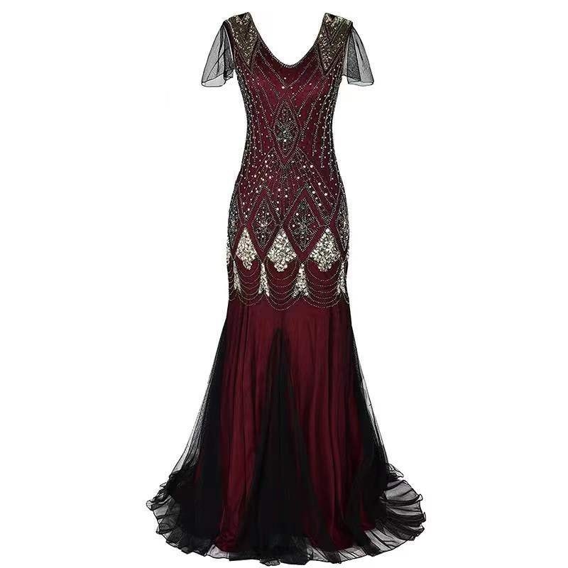 Pulmakleit Amazoni piiriülene 1920. aastate litritega retrokleit pluss-suuruses banketist naiste õhtukleit peokleit