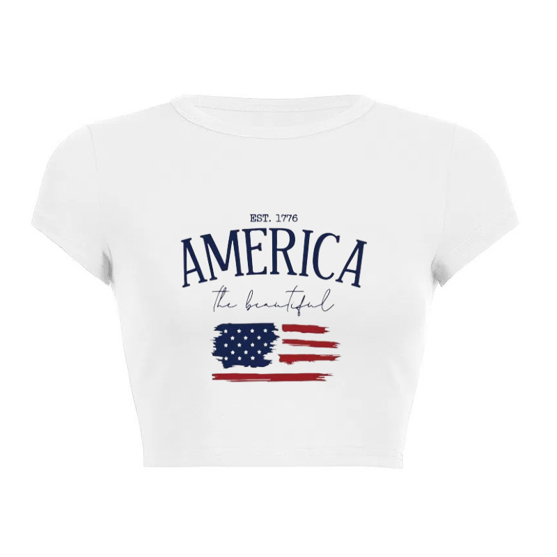 Tricou cu mânecă scurtă, stil american, sexy, cu litere Spice, imprimat, cu guler rotund, buric, slim-fit, subțire, umăr T-shirt