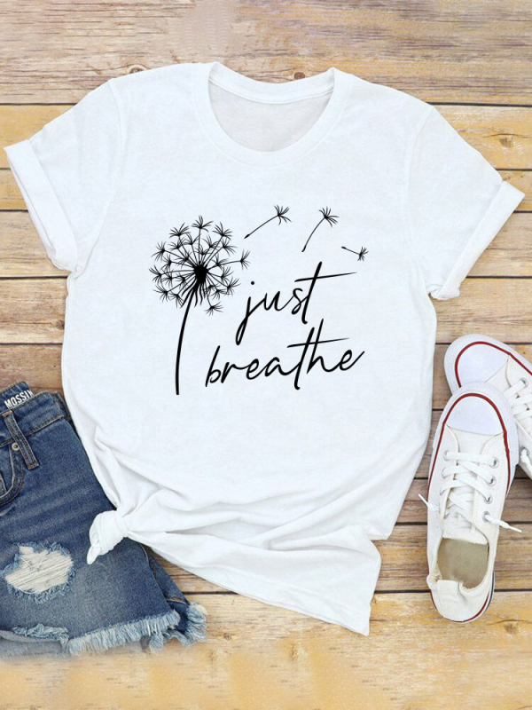 Tricou Dandelion pentru femei, stil european și american, cu mânecă scurtă, casual, de zi cu zi, top pentru femei, Dandelion, cu mânecă scurtă, mărime europeană