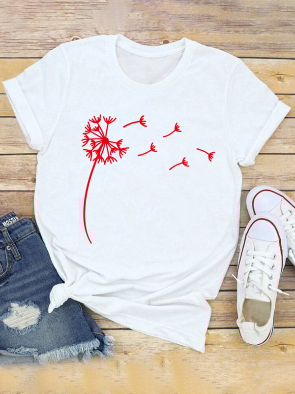 Tricou Dandelion pentru femei, stil european și american, cu mânecă scurtă, casual, de zi cu zi, top pentru femei, Dandelion, cu mânecă scurtă, mărime europeană