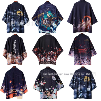 2024. gada pārrobežu jauns produkts Retro elementu sērija apmetnis jauns Harajuku Kimono halāts virsdrēbes Haori apmetnis kardigans