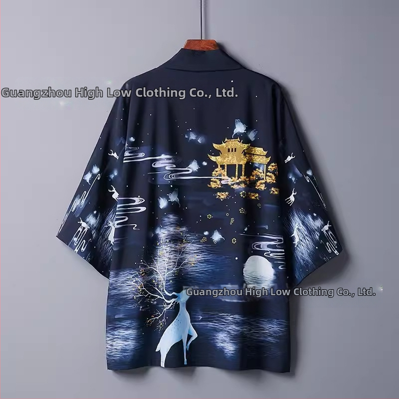 2024. gada pārrobežu jauns produkts Retro elementu sērija apmetnis jauns Harajuku Kimono halāts virsdrēbes Haori apmetnis kardigans