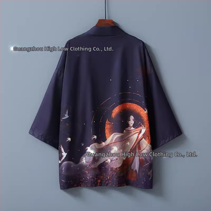 2024. gada pārrobežu jauns produkts Retro elementu sērija apmetnis jauns Harajuku Kimono halāts virsdrēbes Haori apmetnis kardigans