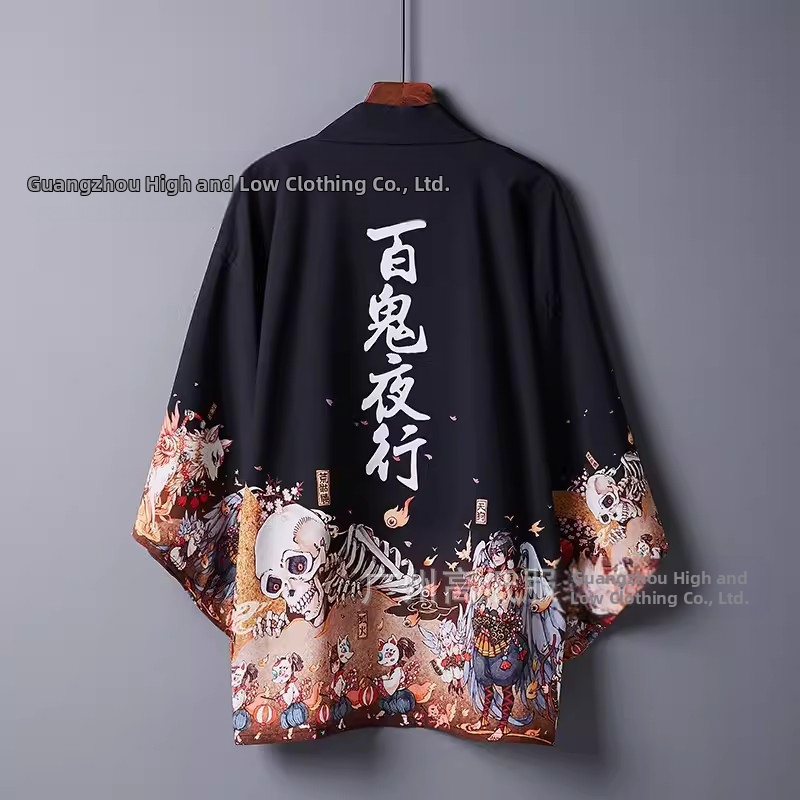 2024. gada pārrobežu jauns produkts Retro elementu sērija apmetnis jauns Harajuku Kimono halāts virsdrēbes Haori apmetnis kardigans