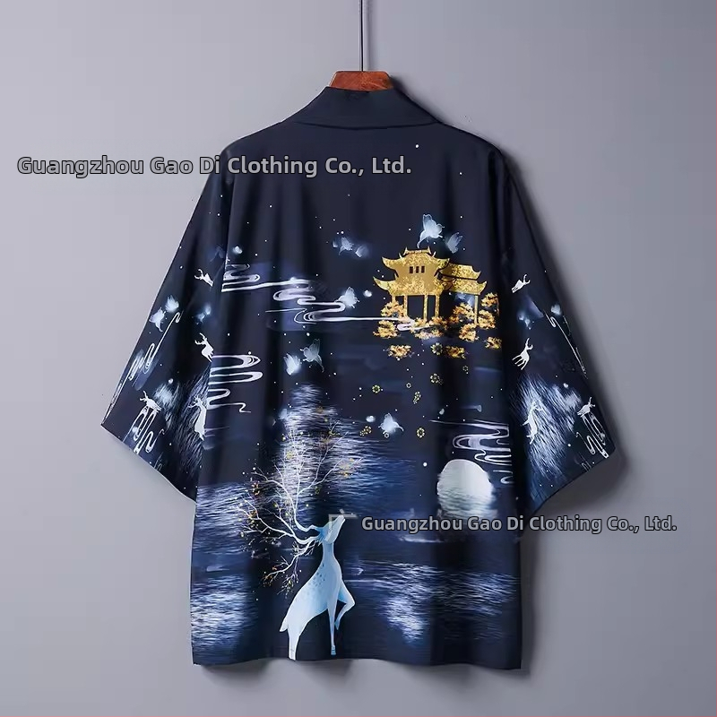 2024. gada pārrobežu jauns produkts Retro elementu sērija apmetnis jauns Harajuku Kimono halāts virsdrēbes Haori apmetnis kardigans