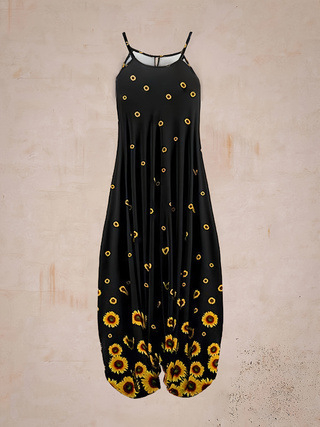 2024 Transfrontaliere Femei Explozii de Stații Independente Imprimate Harlan Crotch Jumpsuit Fără Mâneci Sling Primăvară și Vară