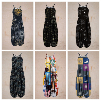 2024 Transfrontaliere Femei Explozii de Stații Independente Imprimate Harlan Crotch Jumpsuit Fără Mâneci Sling Primăvară și Vară