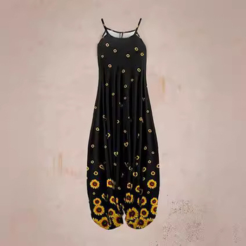 2024 Transfrontaliere Femei Explozii de Stații Independente Imprimate Harlan Crotch Jumpsuit Fără Mâneci Sling Primăvară și Vară