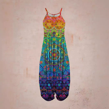 2024 Transfrontaliere Femei Explozii de Stații Independente Imprimate Harlan Crotch Jumpsuit Fără Mâneci Sling Primăvară și Vară