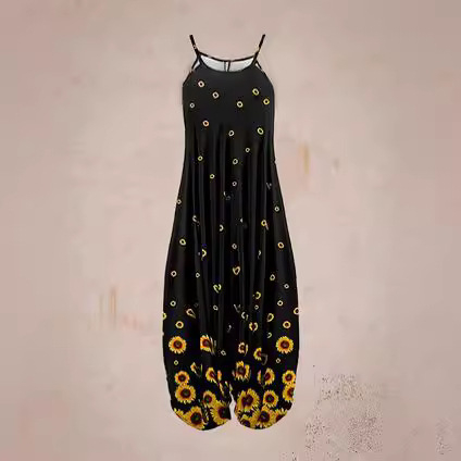 2024 Transfrontaliere Femei Explozii de Stații Independente Imprimate Harlan Crotch Jumpsuit Fără Mâneci Sling Primăvară și Vară