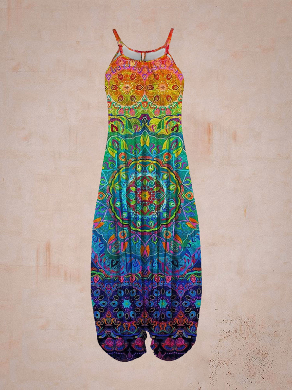 2024 Transfrontaliere Femei Explozii de Stații Independente Imprimate Harlan Crotch Jumpsuit Fără Mâneci Sling Primăvară și Vară