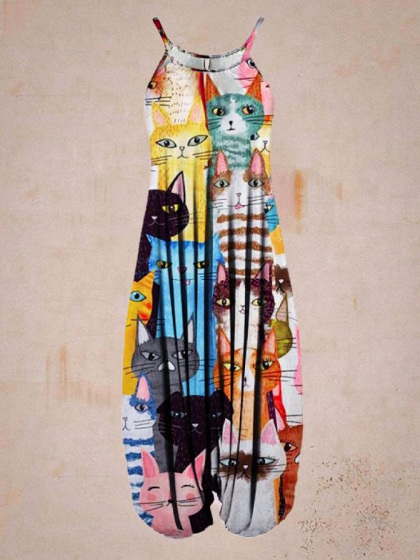 2024 Transfrontaliere Femei Explozii de Stații Independente Imprimate Harlan Crotch Jumpsuit Fără Mâneci Sling Primăvară și Vară