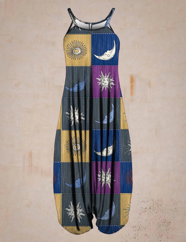 2024 Transfrontaliere Femei Explozii de Stații Independente Imprimate Harlan Crotch Jumpsuit Fără Mâneci Sling Primăvară și Vară