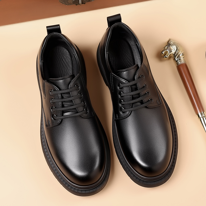 Odiniai batai vyrams rudens ir žiemos rudi dalykiniai laisvalaikio batai su vilnos pamušalu Derbio vyriški batai britiški didelėmis galvutėmis, didėjantys vestuviniai batai