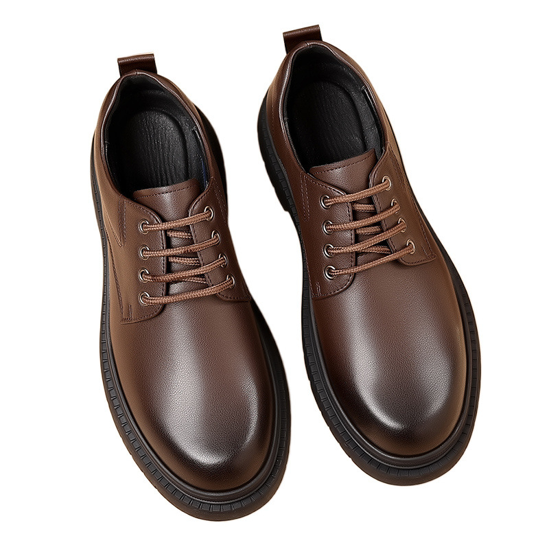 Odiniai batai vyrams rudens ir žiemos rudi dalykiniai laisvalaikio batai su vilnos pamušalu Derbio vyriški batai britiški didelėmis galvutėmis, didėjantys vestuviniai batai