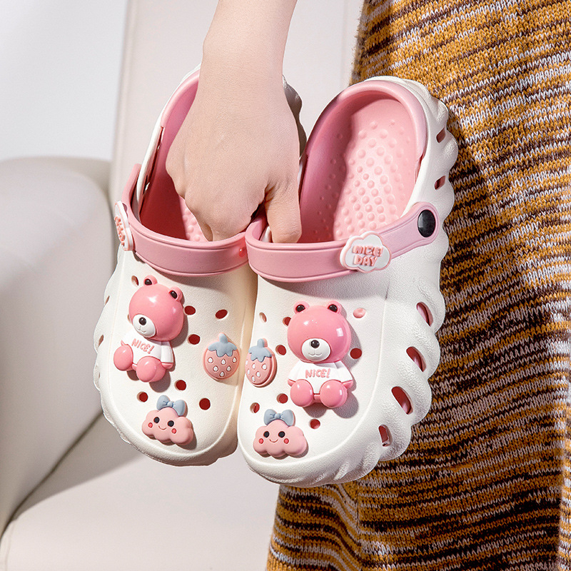 Fengrun mājas caurumu sieviešu apavi 2024. gada vasarai, neslīdoši, biezi apakšējie apavi, moderni āra pāru pludmales apavi