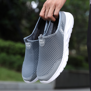 Pantofi de vară pentru bărbați, cu fund moale, respirabili, cu plasă, până la jumătate, casual, plus mărime, la modă, pentru mers pe jos, transfrontalieri