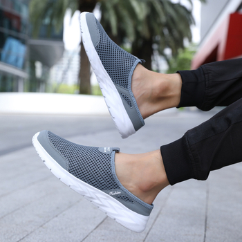Καλοκαιρινές ανδρικές παντόφλες από mesh, casual, αναπνεύσιμα, casual παπούτσια για μεγάλα μεγέθη, με μαλακό πάτο και κοίλο πάτο, μοντέρνα ανδρικά παπούτσια για περπάτημα σε όλη τη χώρα
