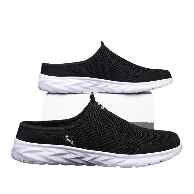 Pantofi de vară pentru bărbați, cu fund moale, respirabili, cu plasă, până la jumătate, casual, plus mărime, la modă, pentru mers pe jos, transfrontalieri