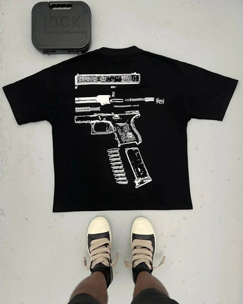 Tricou Y2K pentru bărbați, Harajuku, Hip Hop, în grafică Glock We Trust