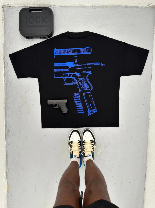 Tricou Y2K pentru bărbați, Harajuku, Hip Hop, în grafică Glock We Trust