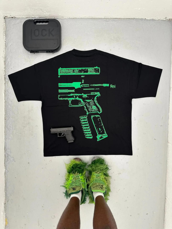 Tricou Y2K pentru bărbați, Harajuku, Hip Hop, în grafică Glock We Trust