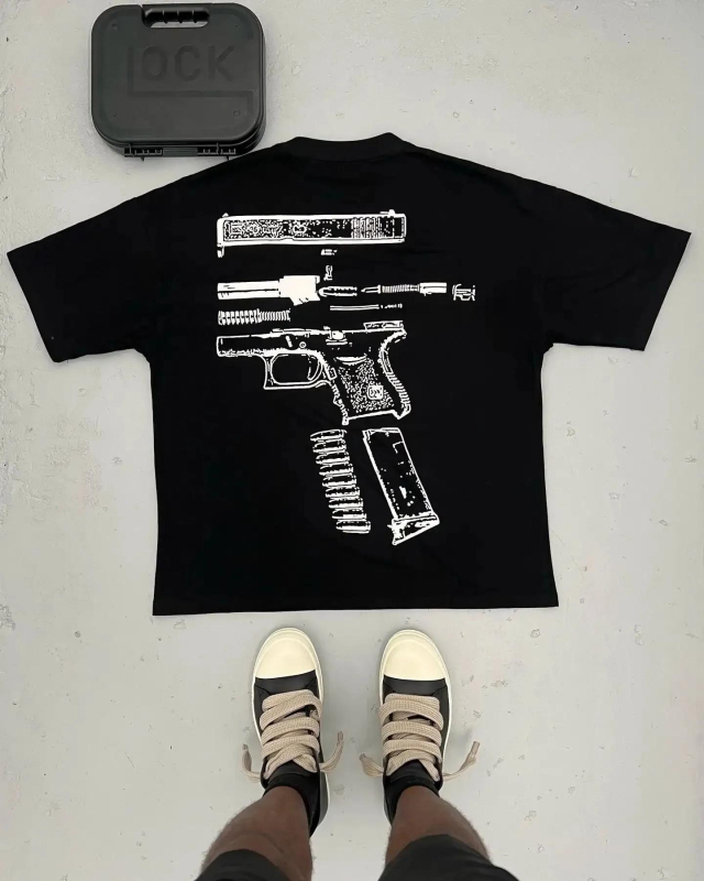 Tricou Y2K pentru bărbați, Harajuku, Hip Hop, în grafică Glock We Trust