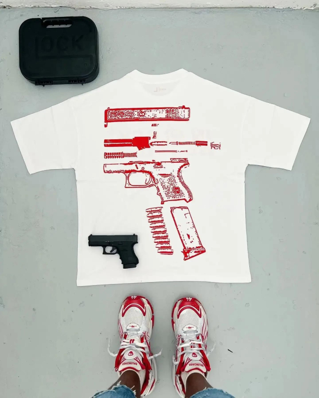Tricou Y2K pentru bărbați, Harajuku, Hip Hop, în grafică Glock We Trust