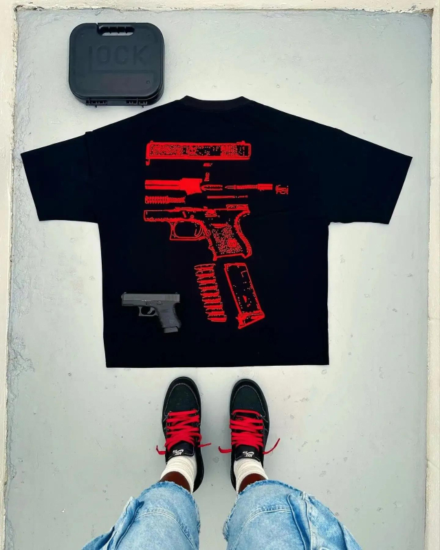 Tricou Y2K pentru bărbați, Harajuku, Hip Hop, în grafică Glock We Trust