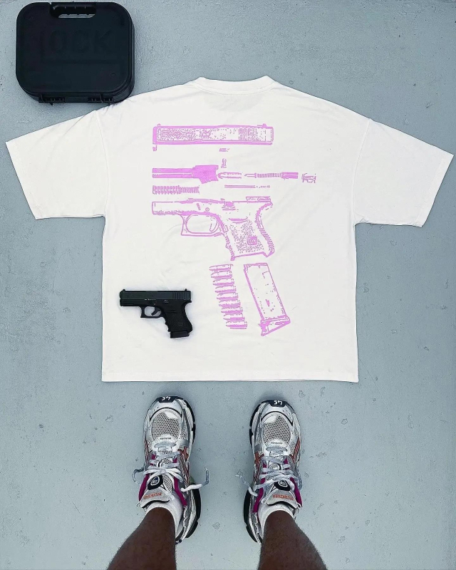 Tricou Y2K pentru bărbați, Harajuku, Hip Hop, în grafică Glock We Trust