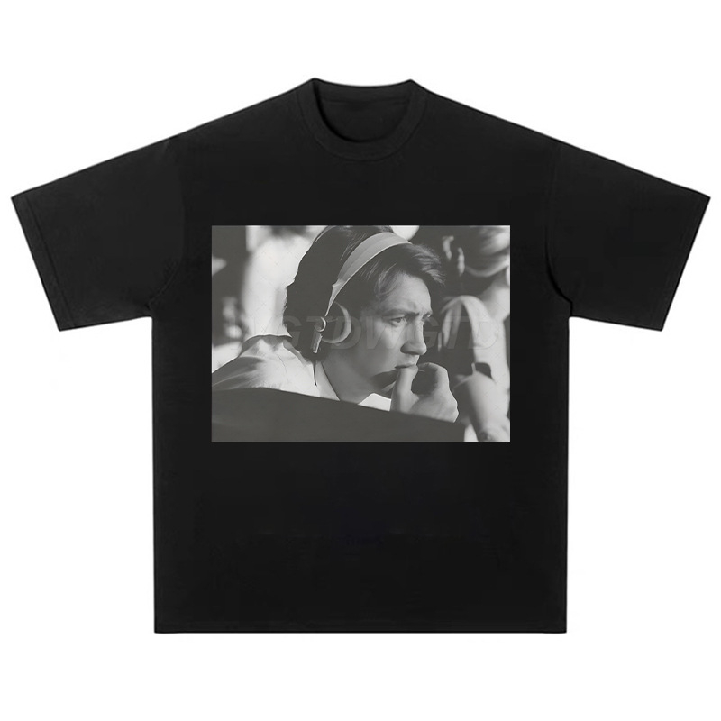 Tricou David Lynch Cross-Border American Oversize cu imprimeu negru din bumbac, cu mânecă scurtă, stil street ...